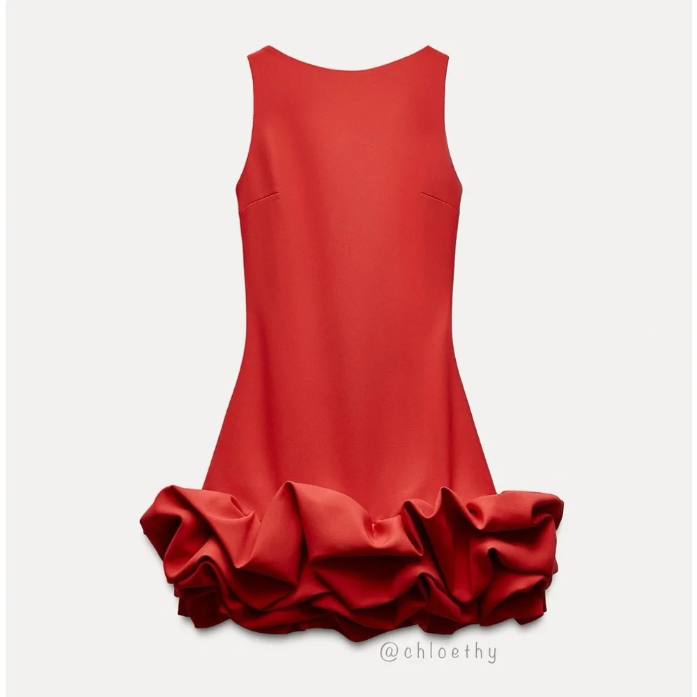 Zara COMBINATION PUFF HEM JUMPSUIT DRESS